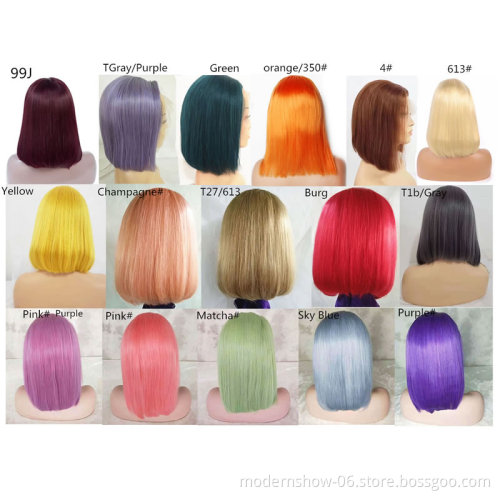Burgundy Bob Straight Lace Frontal wig  Human Hair BOB Wigs, Brazilian Raw Virgin Cuticle Aligned Human Hair Colorful BOB Wig